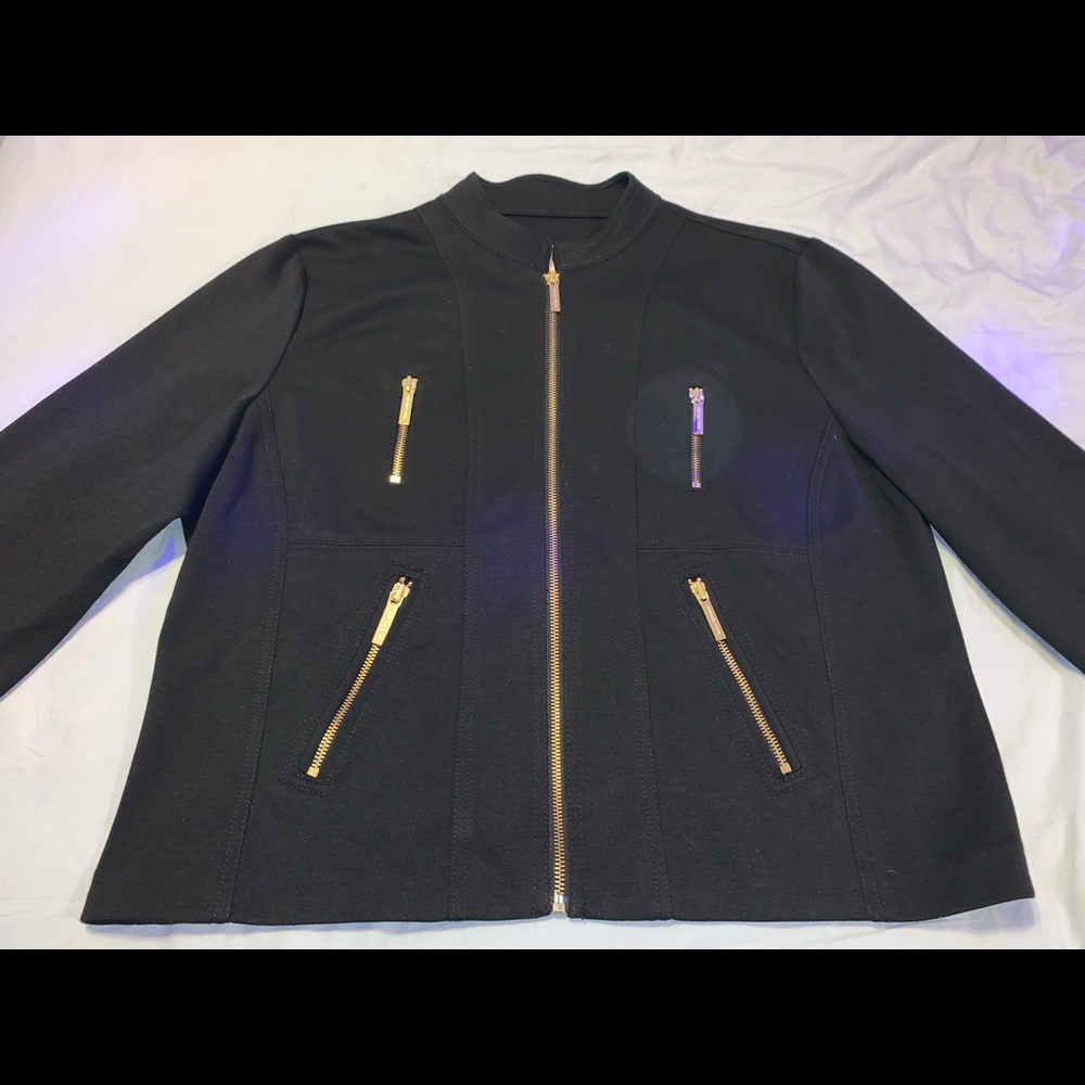 Michael Kors black jacket with gold zips